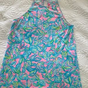 Lilly Pulitzer Pink Blue Green Floral Halter Dress